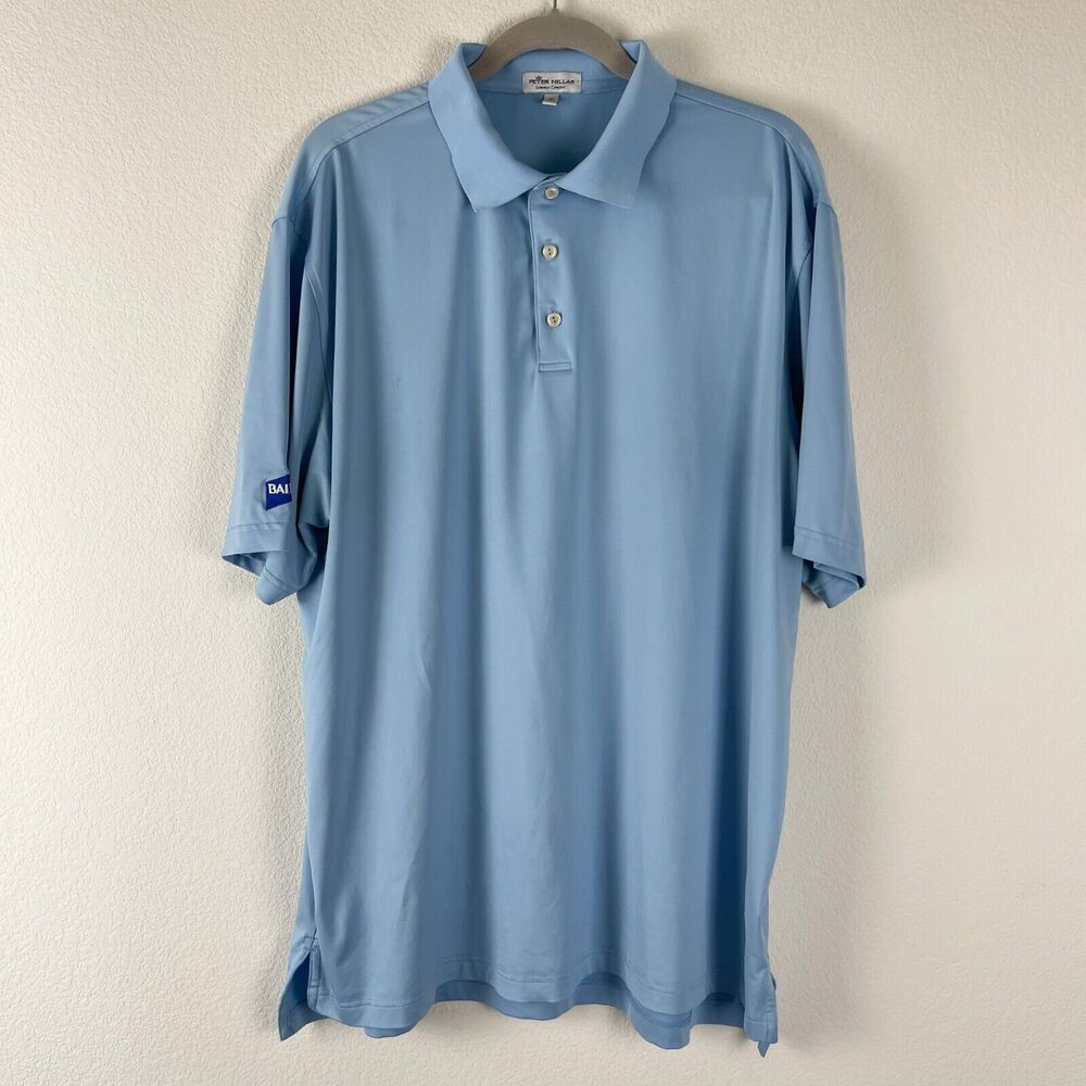 Peter Millar Summer Comfort Golf Polo Shirt Mens XL Blue Short Sleeve Baird Logo
